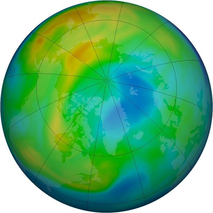 Arctic ozone map for 07 December 2005
